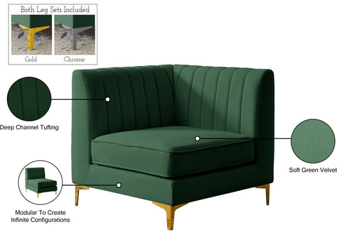 Julia Green Velvet Corner Chair Corner