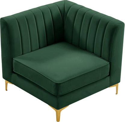 Julia Green Velvet Corner Chair Corner