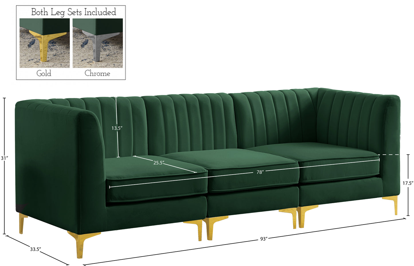 julia green velvet modular sectional s93