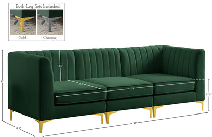 Julia Green Velvet Modular Sectional S93