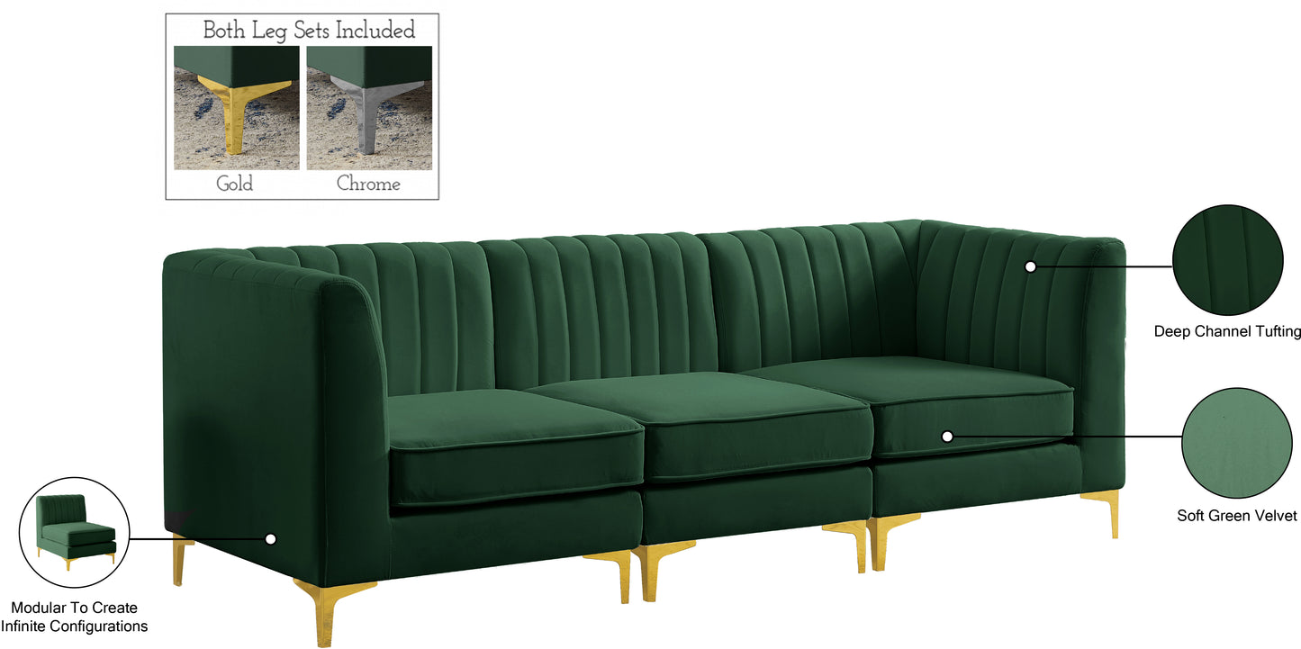 julia green velvet modular sectional s93