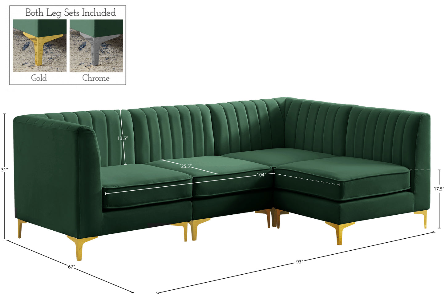 julia green velvet modular sectional sec4a