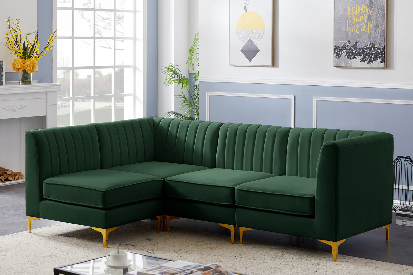 julia green velvet modular sectional sec4a