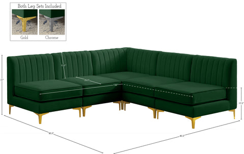 Julia Green Velvet Modular Sectional Sec5A
