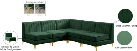 Julia Green Velvet Modular Sectional Sec5A