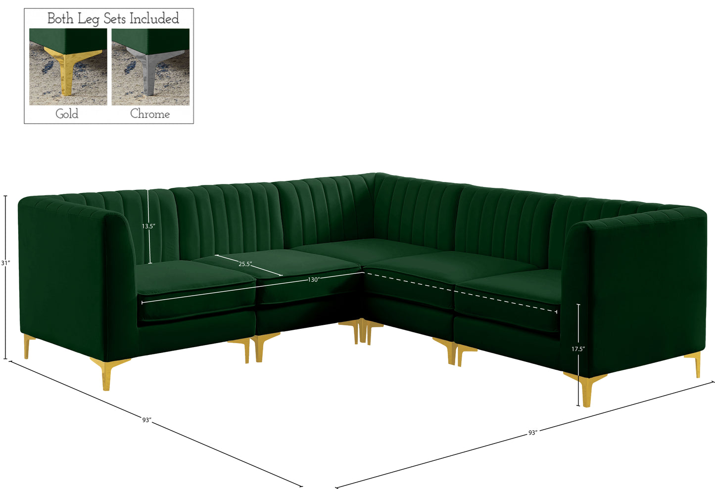 julia green velvet modular sectional sec5c