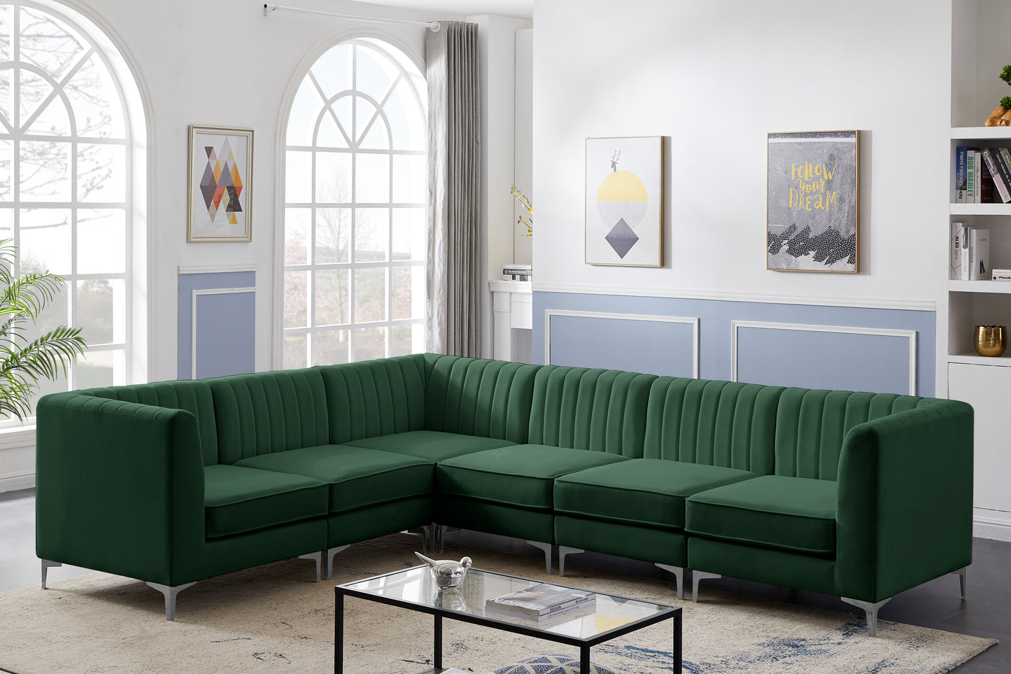 julia green velvet modular sectional sec6a