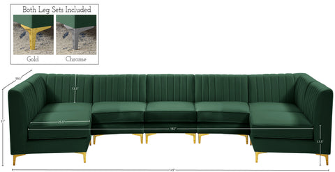 Julia Green Velvet Modular Sectional Sec7A