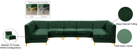 Julia Green Velvet Modular Sectional Sec7A