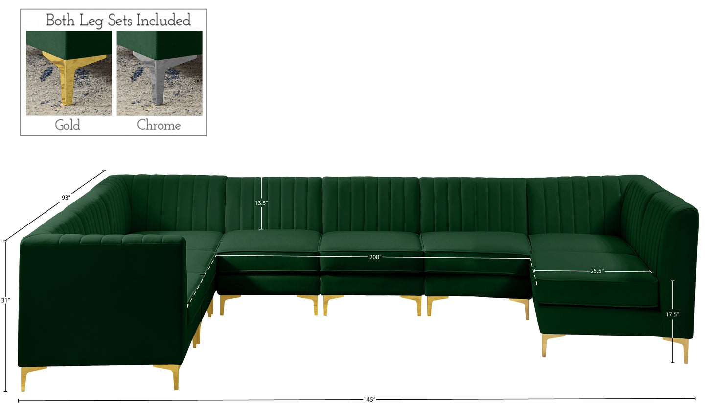 julia green velvet modular sectional sec8a