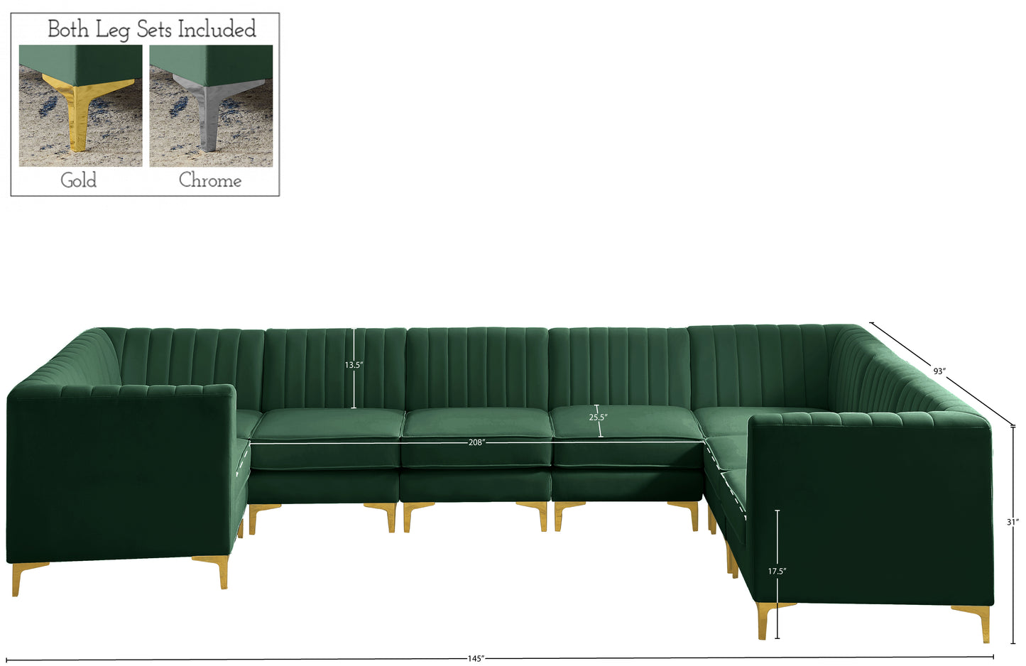 julia green velvet modular sectional sec8c