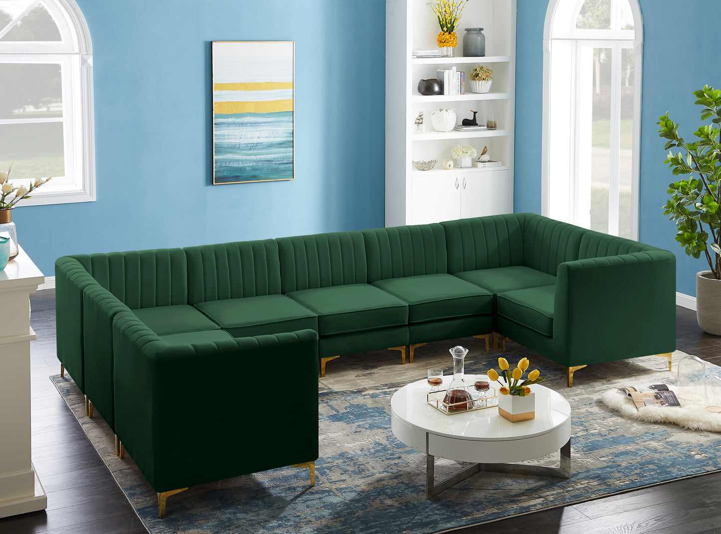 julia green velvet modular sectional sec8c