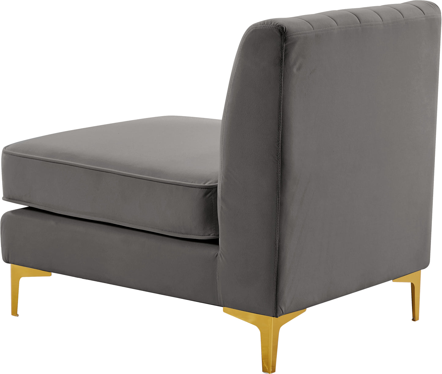 julia grey velvet armless chair armless