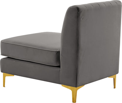 Julia Grey Velvet Armless Chair Armless