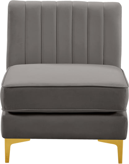 Julia Grey Velvet Armless Chair Armless