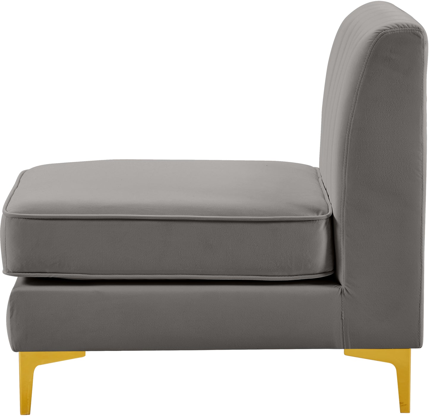 julia grey velvet armless chair armless