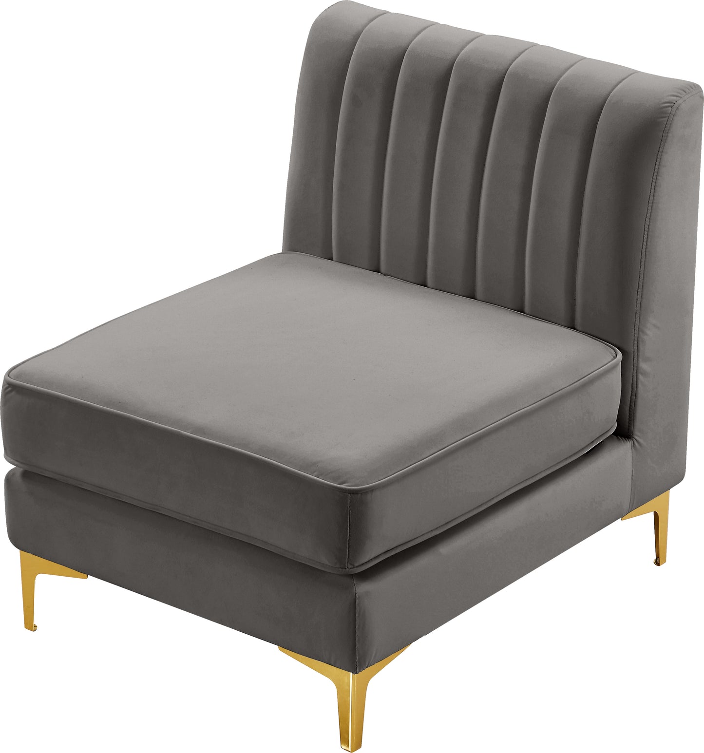 julia grey velvet armless chair armless