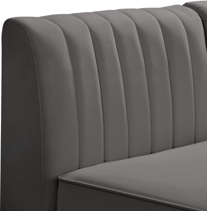 Julia Grey Velvet Corner Chair Corner