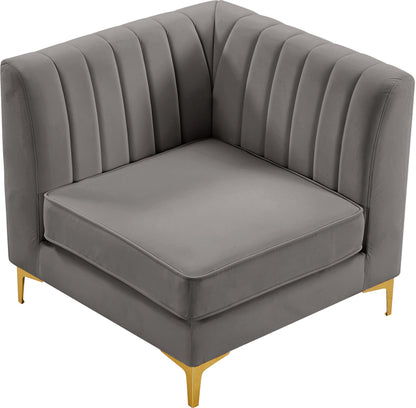 Julia Grey Velvet Corner Chair Corner