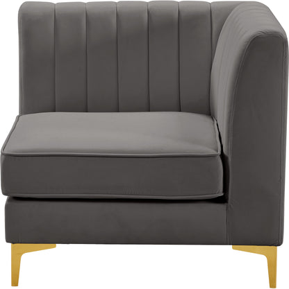 Julia Grey Velvet Corner Chair Corner