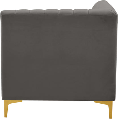 Julia Grey Velvet Corner Chair Corner