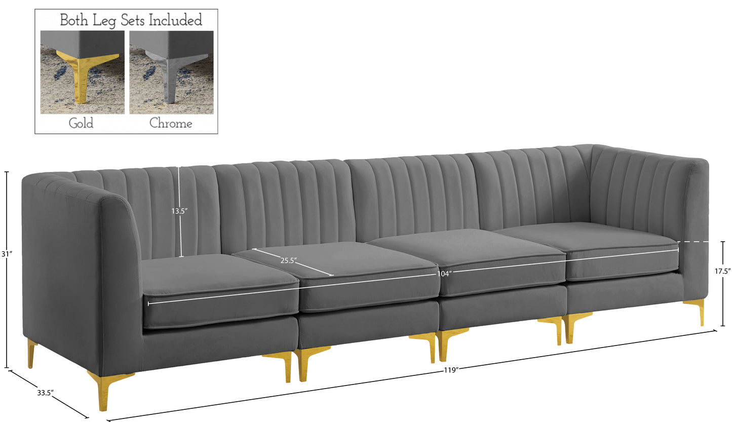 julia grey velvet modular sofa s119