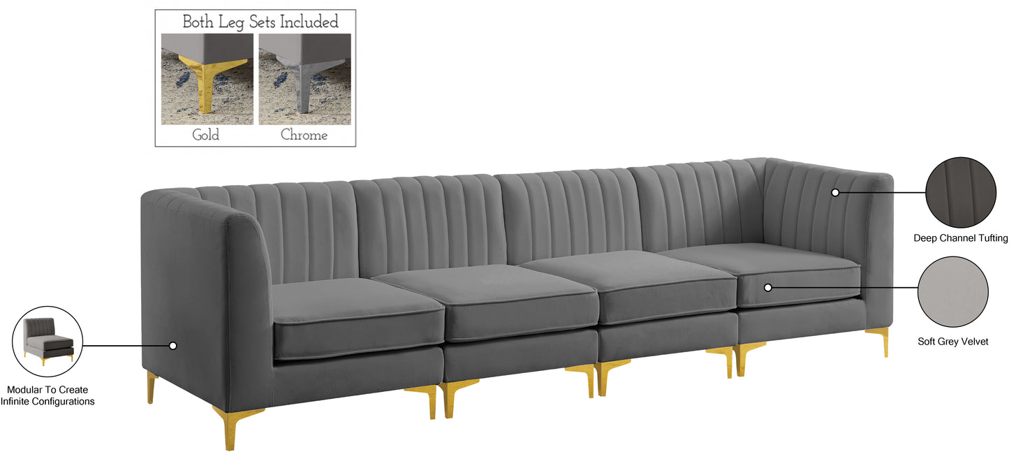 julia grey velvet modular sofa s119