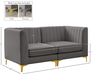 Julia Grey Velvet Modular Sofa S67