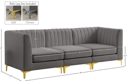 Julia Grey Velvet Modular Sofa S93