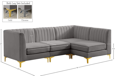 Julia Grey Velvet Modular Sectional Sec4A