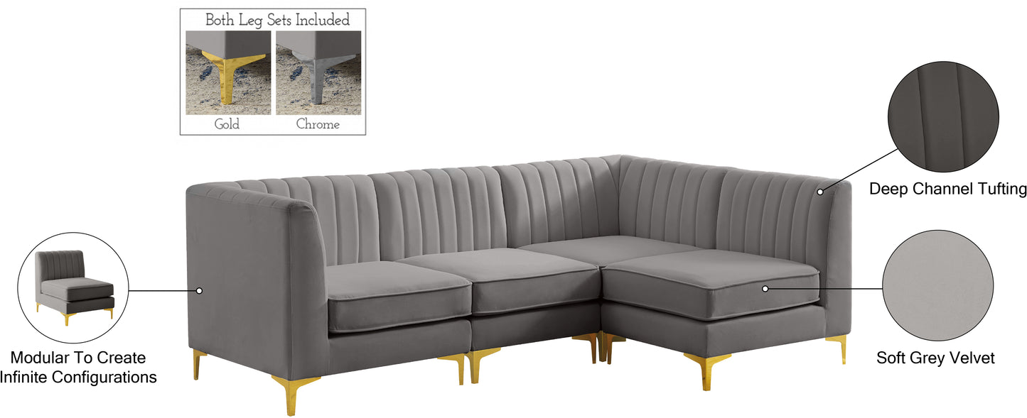 julia grey velvet modular sectional sec4a