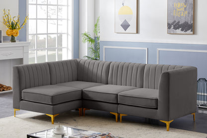 Julia Grey Velvet Modular Sectional Sec4A