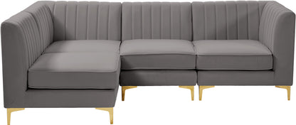 Julia Grey Velvet Modular Sectional Sec4A