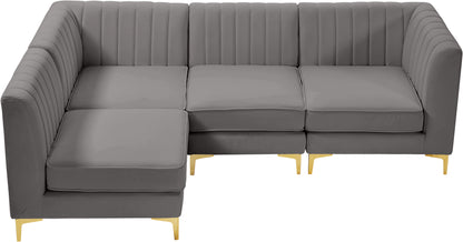 Julia Grey Velvet Modular Sectional Sec4A