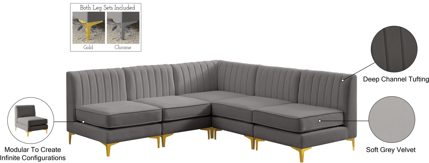 julia grey velvet modular sectional sec5a