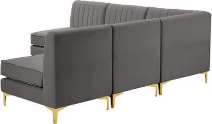 Julia Grey Velvet Modular Sectional Sec5A