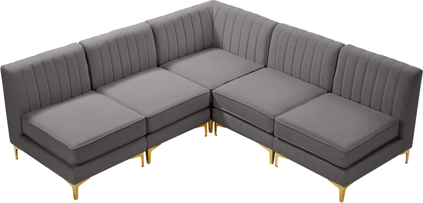 julia grey velvet modular sectional sec5a