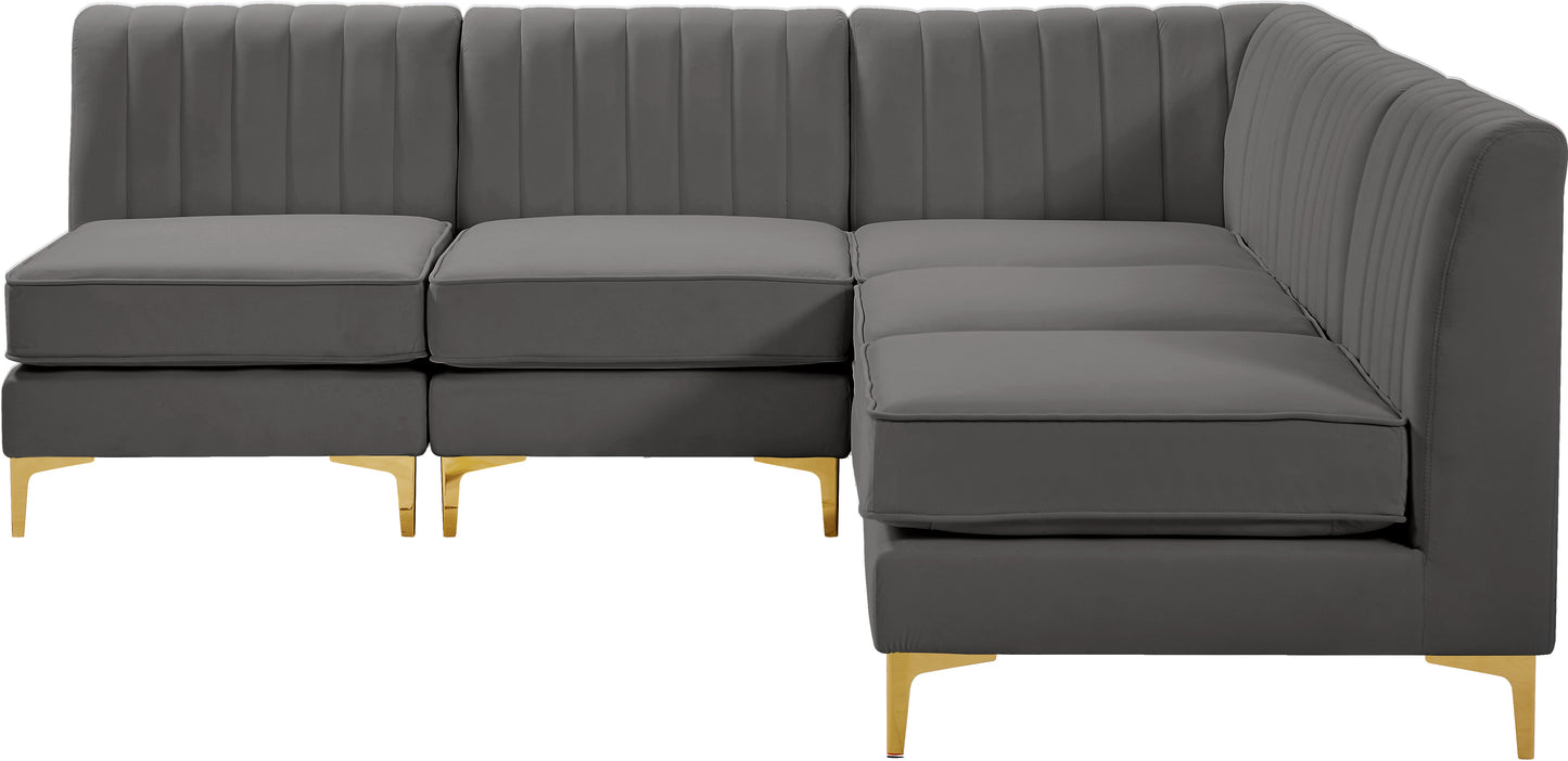 julia grey velvet modular sectional sec5a