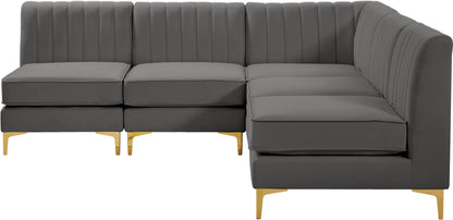 Julia Grey Velvet Modular Sectional Sec5A