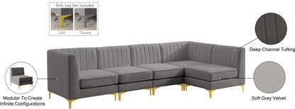 Julia Grey Velvet Modular Sectional Sec5B