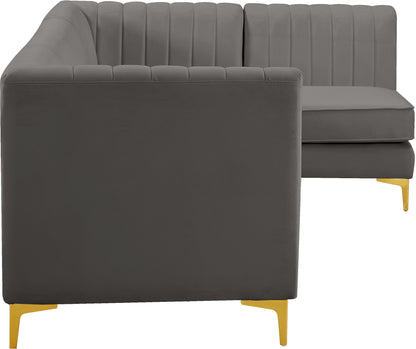 Julia Grey Velvet Modular Sectional Sec5B