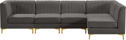 Julia Grey Velvet Modular Sectional Sec5B