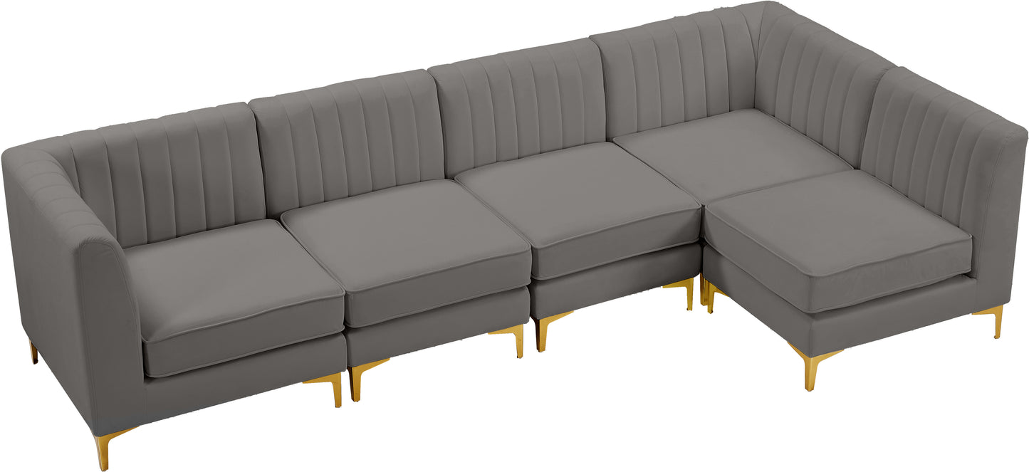 julia grey velvet modular sectional sec5b