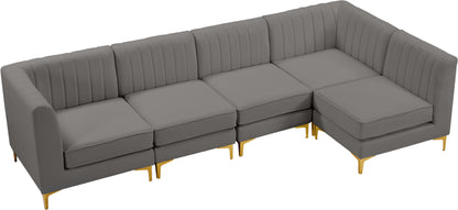 Julia Grey Velvet Modular Sectional Sec5B