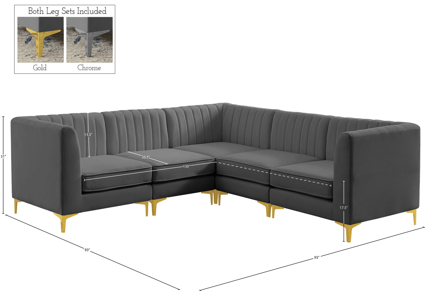 julia grey velvet modular sectional sec5c