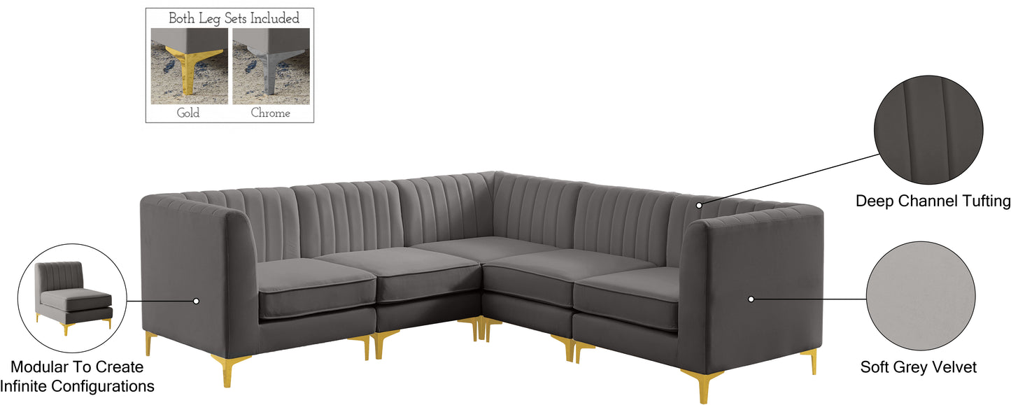 julia grey velvet modular sectional sec5c