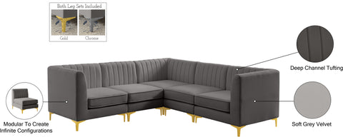 Julia Grey Velvet Modular Sectional Sec5C