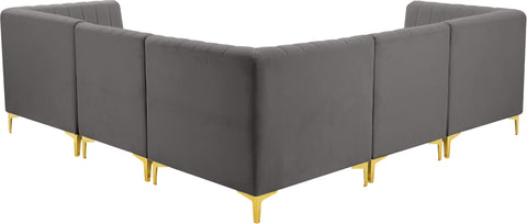 Julia Grey Velvet Modular Sectional Sec5C