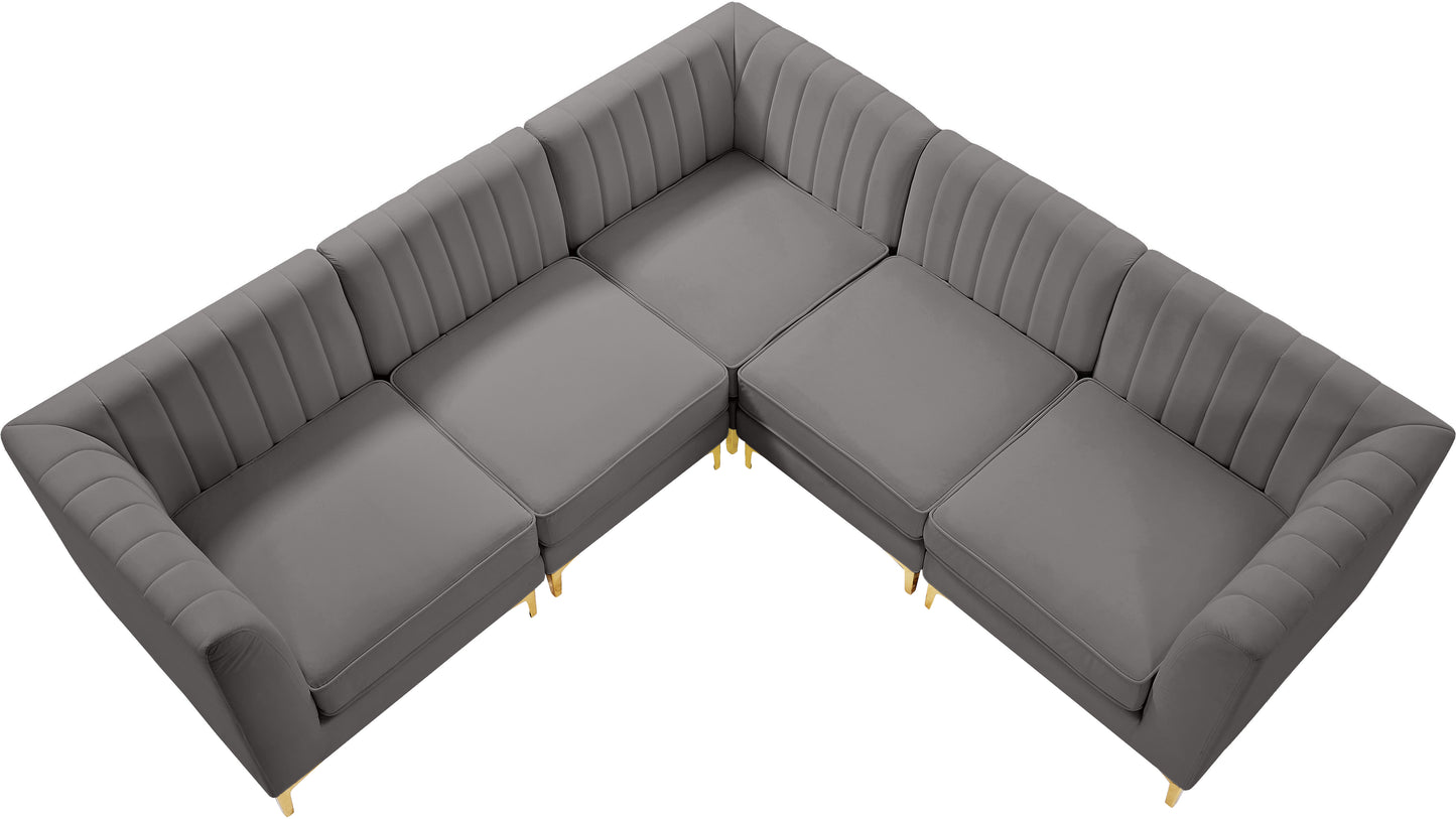 julia grey velvet modular sectional sec5c