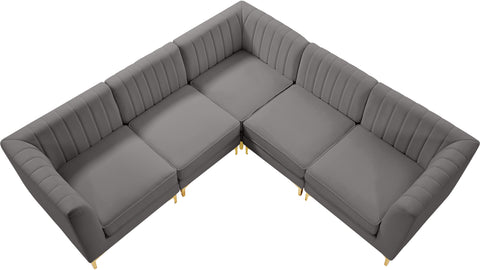 Julia Grey Velvet Modular Sectional Sec5C